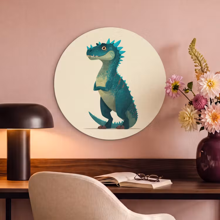 Akoestisch schilderij rond - Dinosaurus - Turquoise - Stekels — 2