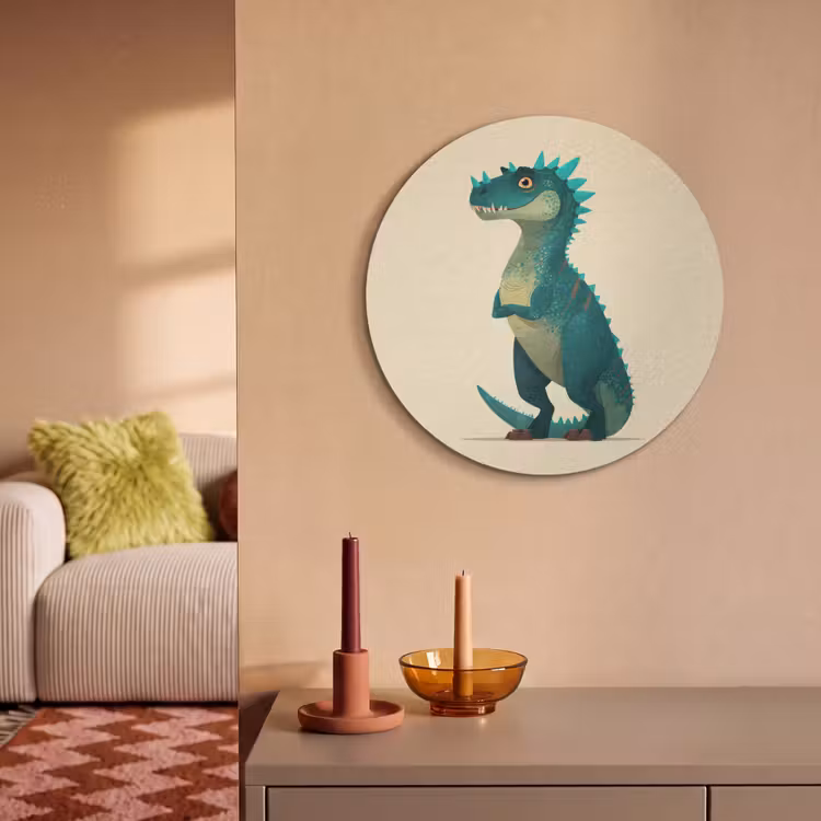 Akoestisch schilderij rond - Dinosaurus - Turquoise - Stekels — 3