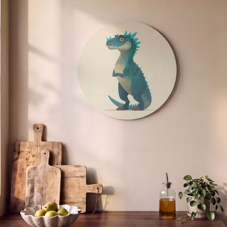 Akoestisch schilderij rond - Dinosaurus - Turquoise - Stekels — 4