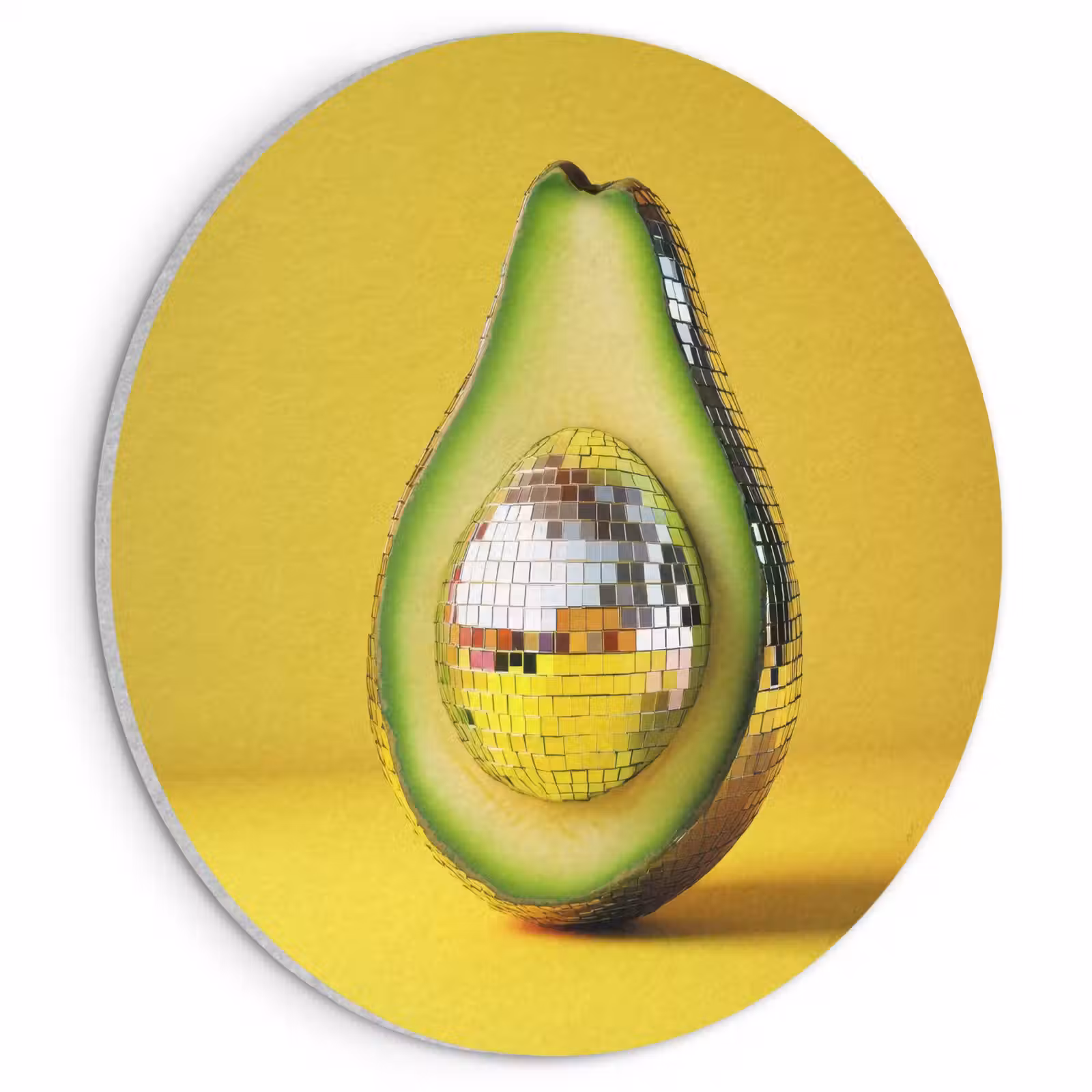 Akoestisch schilderij rond - Avocado - Discobal - Geel - Glitter — 1