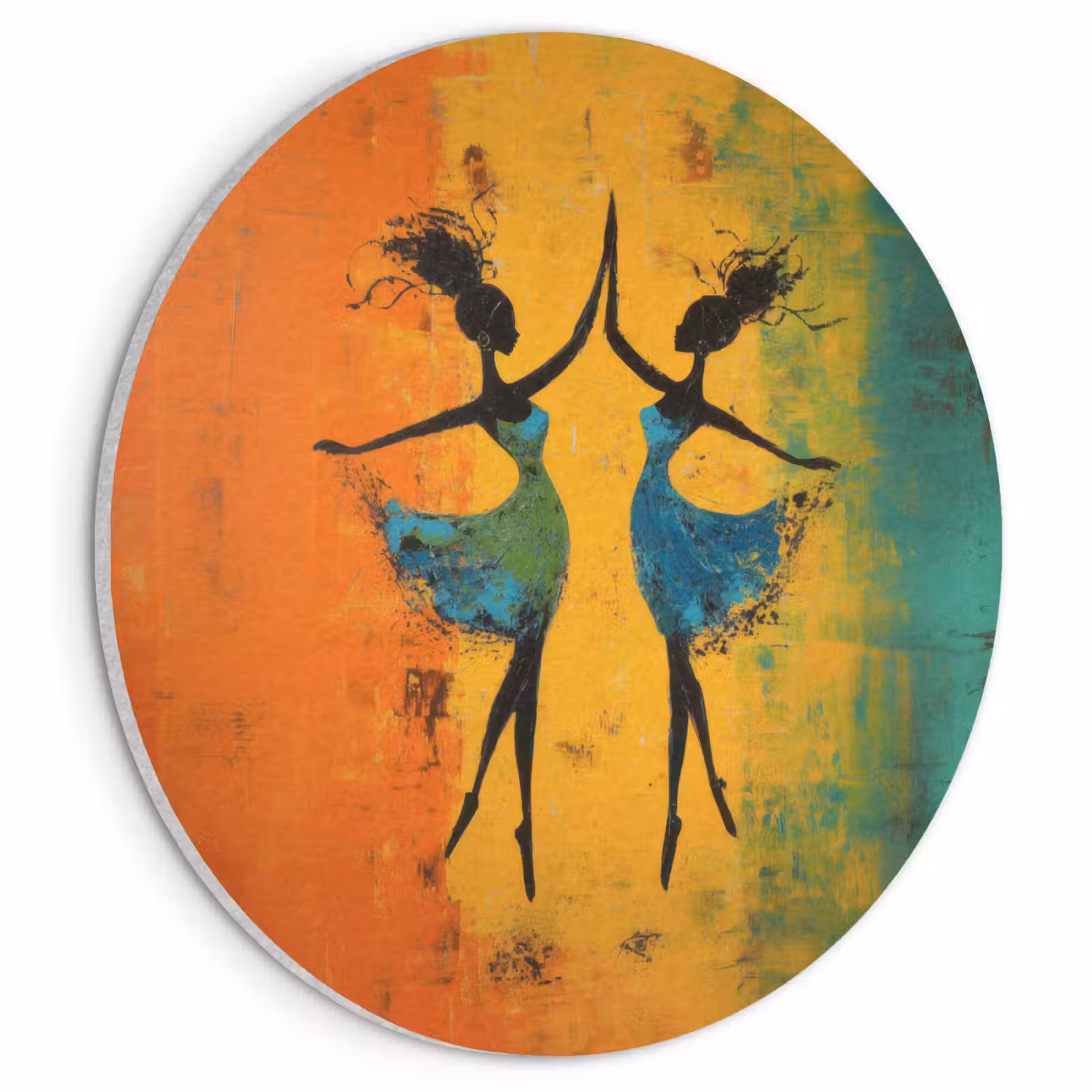 Akoestisch schilderij rond - Dansen - Vrouwen - Verfstructuur — 1