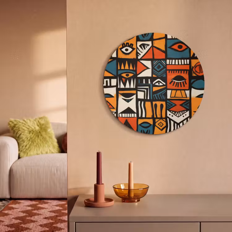 Akoestisch schilderij rond - Abstract - Gezichten - Mozaïek — 3