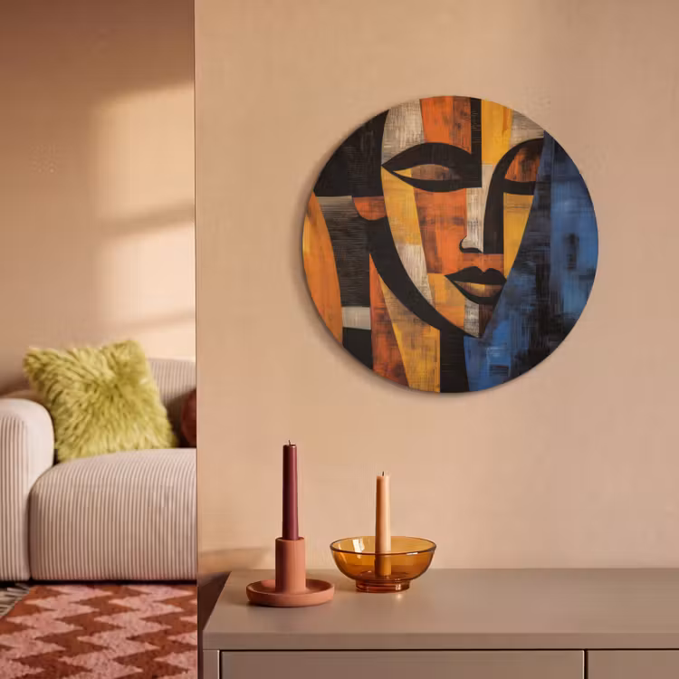 Akoestisch schilderij rond - Abstract - Portret - Kleurvakken — 3
