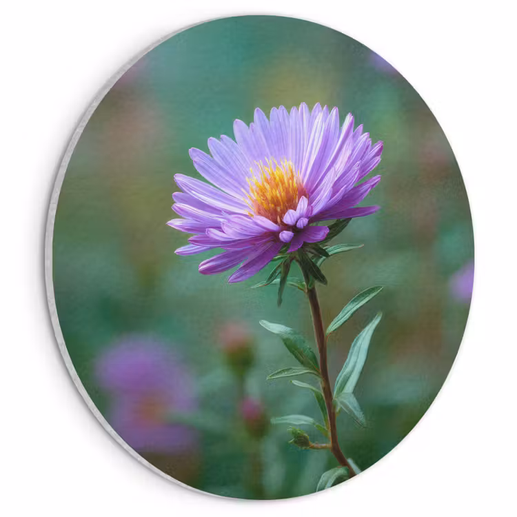 Akoestisch schilderij rond - Aster - Paars - Bloem - Blaadjes — 1