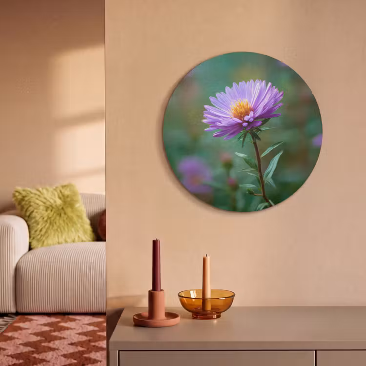 Akoestisch schilderij rond - Aster - Paars - Bloem - Blaadjes — 3