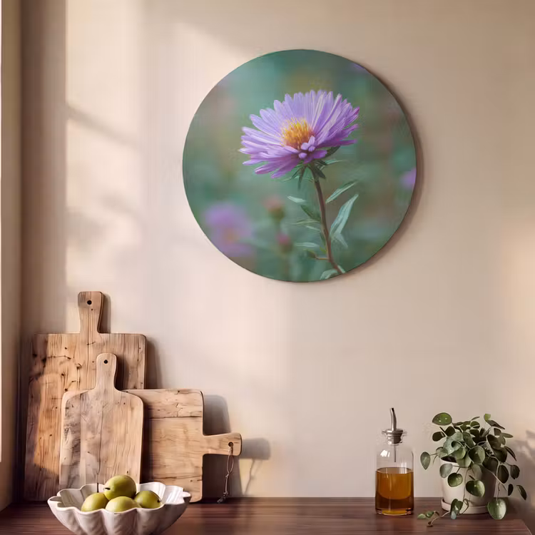 Akoestisch schilderij rond - Aster - Paars - Bloem - Blaadjes — 4