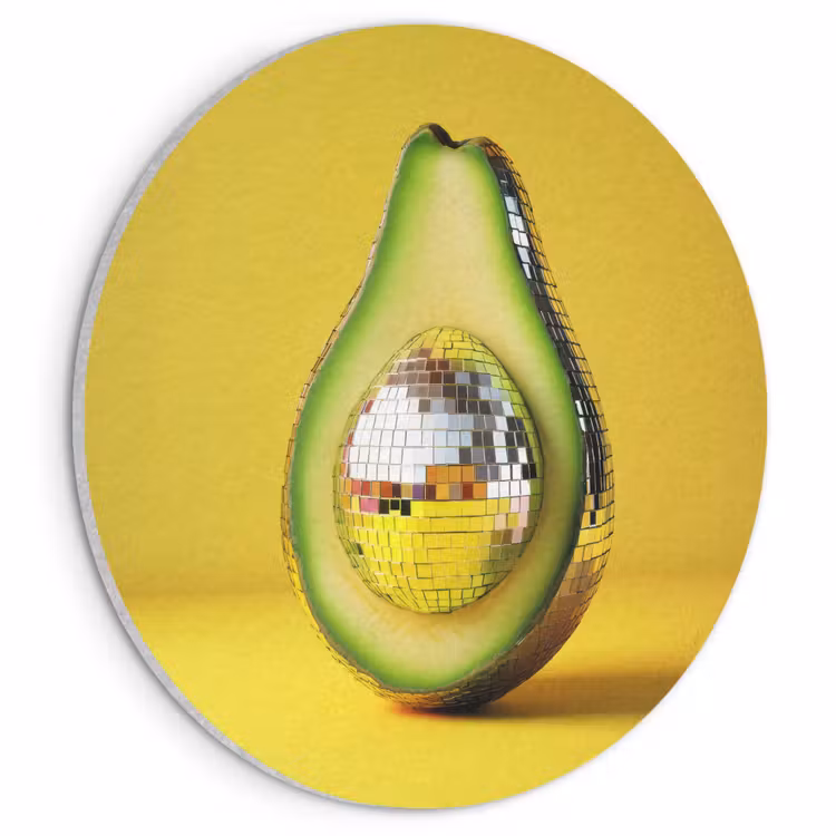 Akoestisch schilderij rond - Avocado - Discobal - Geel - Glitter — 1