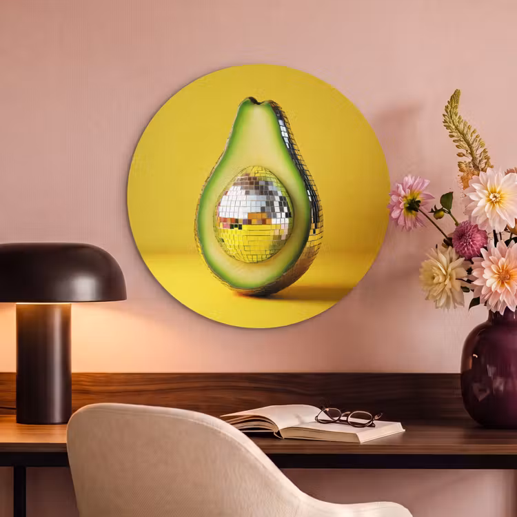 Akoestisch schilderij rond - Avocado - Discobal - Geel - Glitter — 2