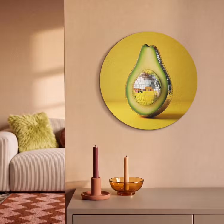 Akoestisch schilderij rond - Avocado - Discobal - Geel - Glitter — 3