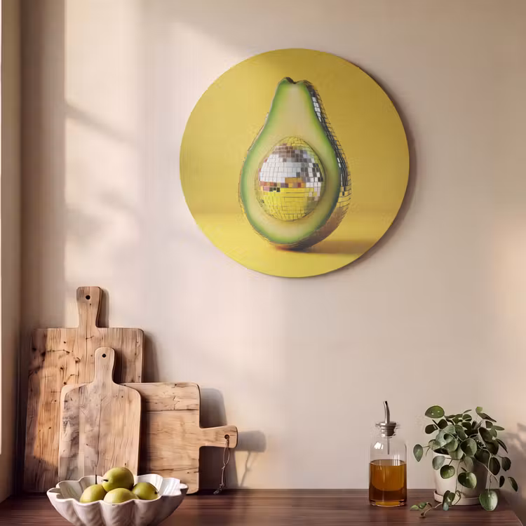 Akoestisch schilderij rond - Avocado - Discobal - Geel - Glitter — 4