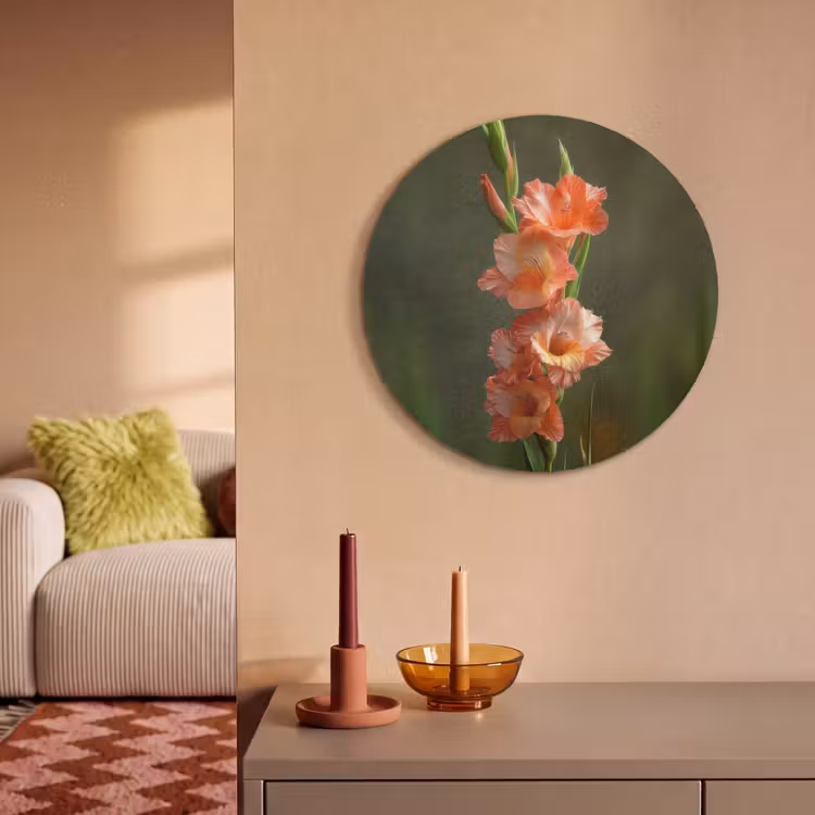 Akoestisch schilderij rond - Bloem - Gladiolen - Zalmroze — 3