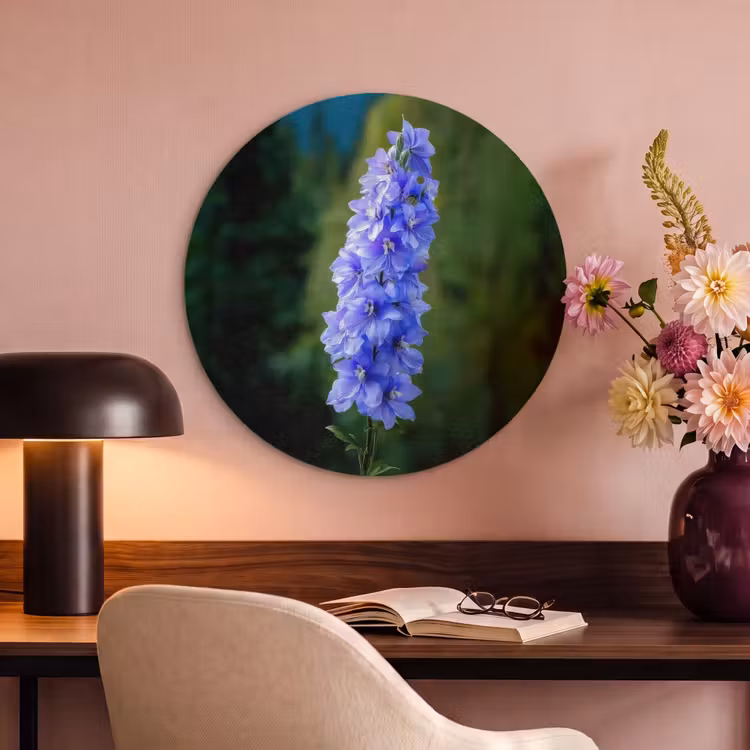 Akoestisch schilderij rond - Bloemen - Blauw - Dennenboom — 2