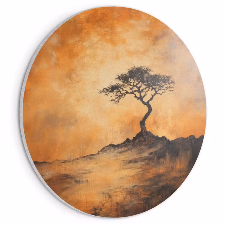 Akoestisch schilderij rond - Boom - Landschap - Oranje — 1
