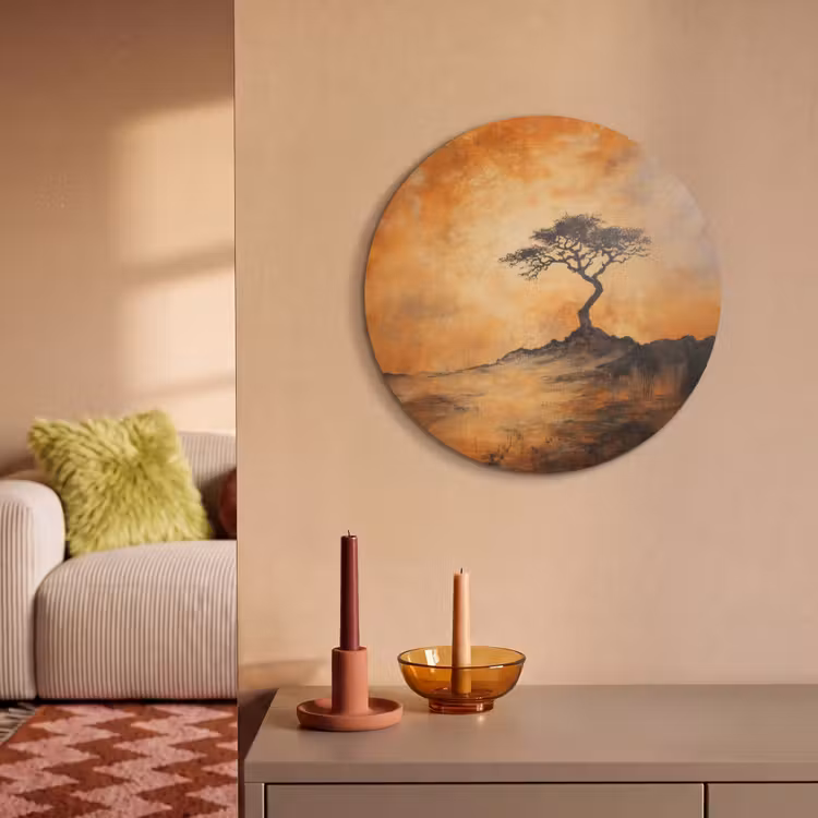 Akoestisch schilderij rond - Boom - Landschap - Oranje — 3