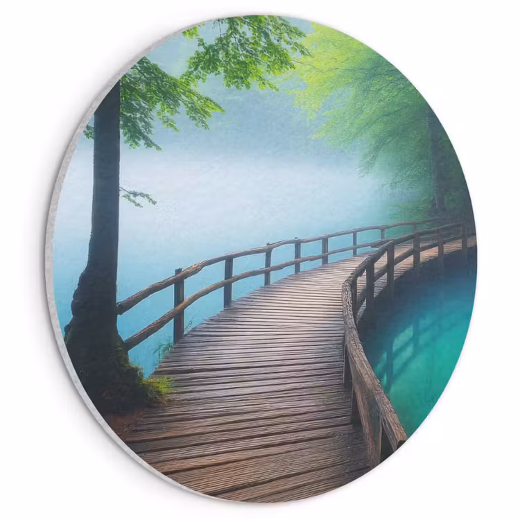 Akoestisch schilderij rond - Brug - Water - Rivier - Bos — 1