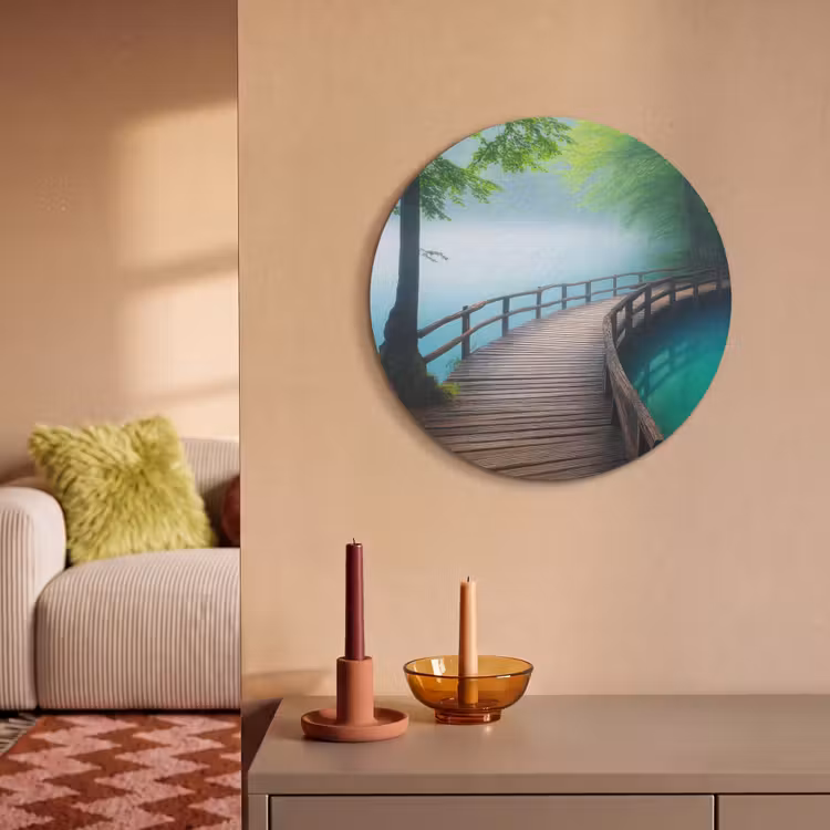 Akoestisch schilderij rond - Brug - Water - Rivier - Bos — 3