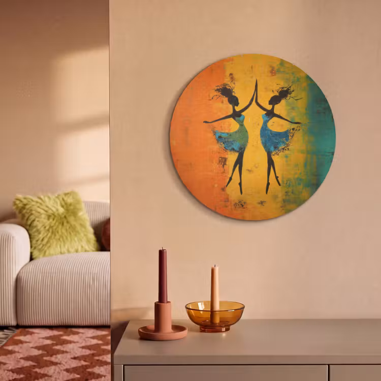 Akoestisch schilderij rond - Dansen - Vrouwen - Verfstructuur — 3