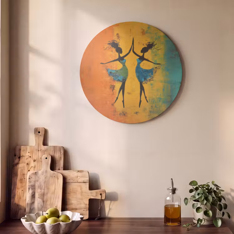 Akoestisch schilderij rond - Dansen - Vrouwen - Verfstructuur — 4