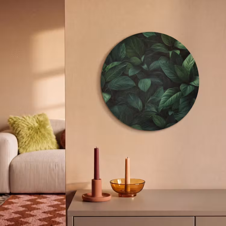 Akoestisch schilderij rond - Bladeren - Ovaal - Groen - Nerven — 3
