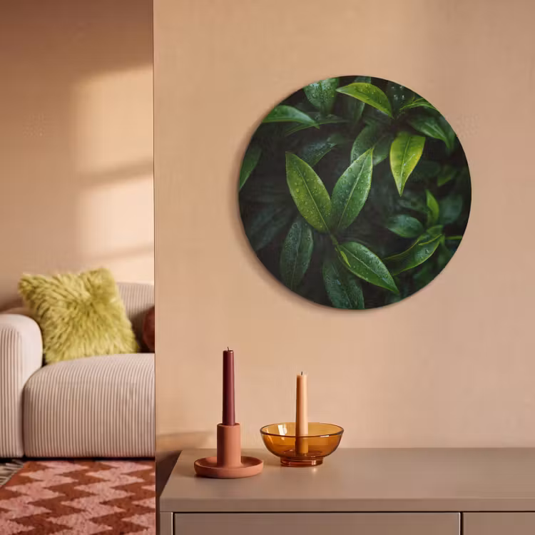 Akoestisch schilderij rond - Bladeren - Regendruppels - Licht - Groen — 3