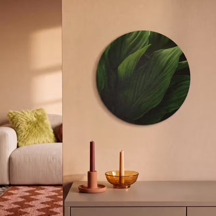 Akoestisch schilderij rond - Bladeren - Schaduw - Groen - Textuur — 3