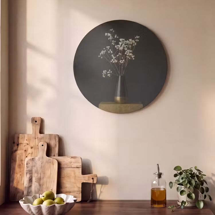 Akoestisch schilderij rond - Bloembollen - Wit - Vaas - Minimalistisch — 4