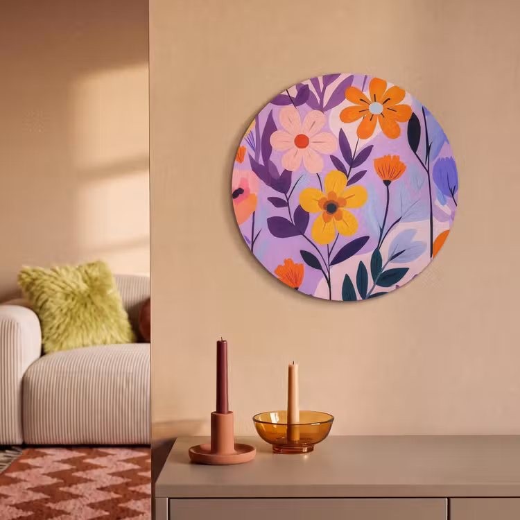Akoestisch schilderij rond - Bloemen - Kleurrijk - Bladeren — 3
