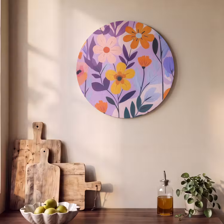 Akoestisch schilderij rond - Bloemen - Kleurrijk - Bladeren — 4