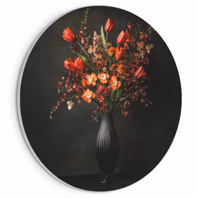 Akoestisch schilderij rond - Bloemen - Takken - Boeket — 1