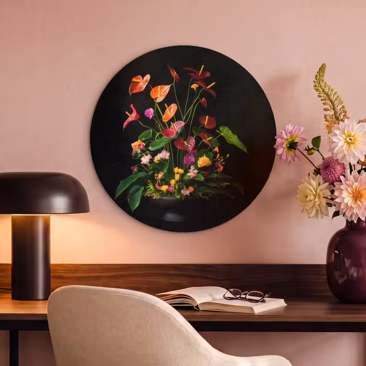 Akoestisch schilderij rond - Bloemen - Vaas - Kleurrijk — 2