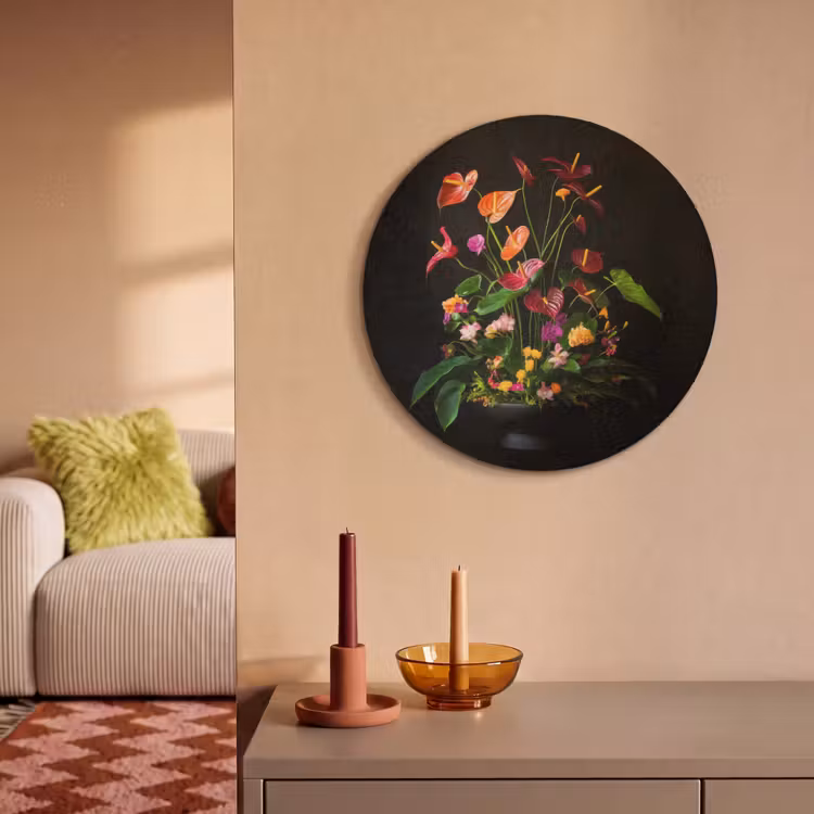 Akoestisch schilderij rond - Bloemen - Vaas - Kleurrijk — 3