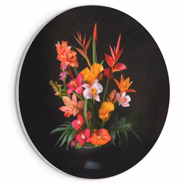 Akoestisch schilderij rond - Boeket - Bloemen - Exotisch — 1
