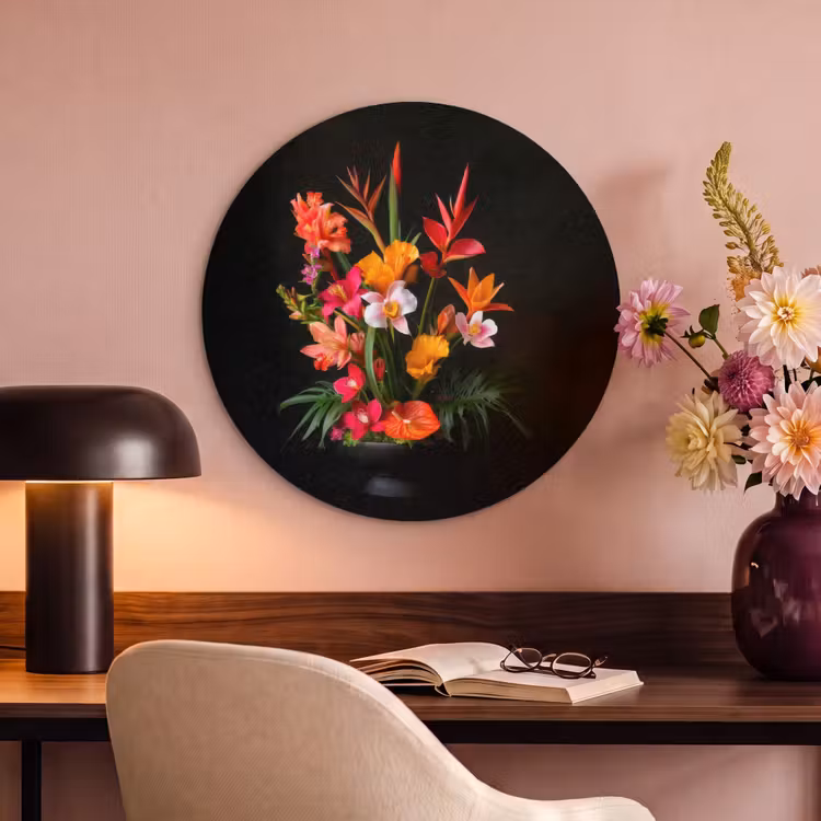 Akoestisch schilderij rond - Boeket - Bloemen - Exotisch — 2