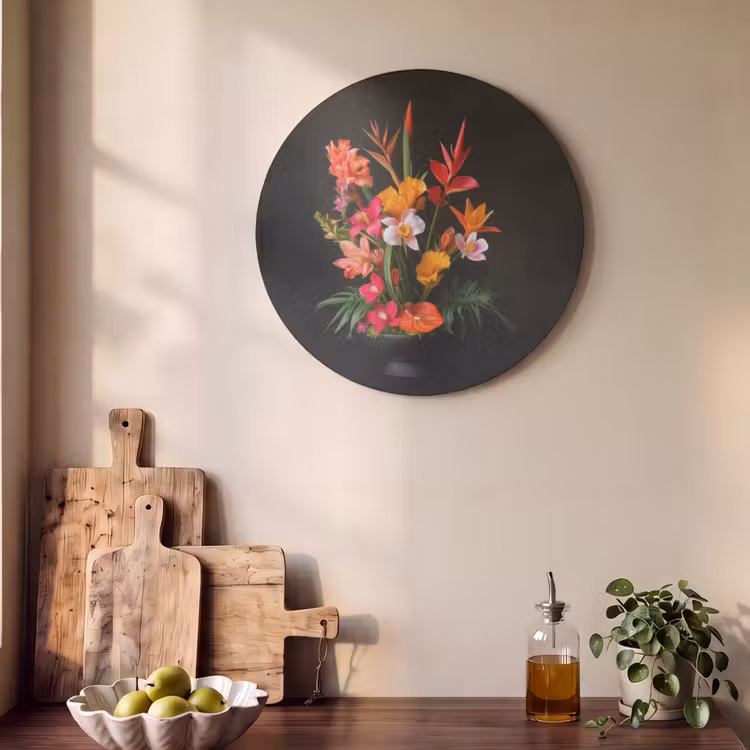 Akoestisch schilderij rond - Boeket - Bloemen - Exotisch — 4