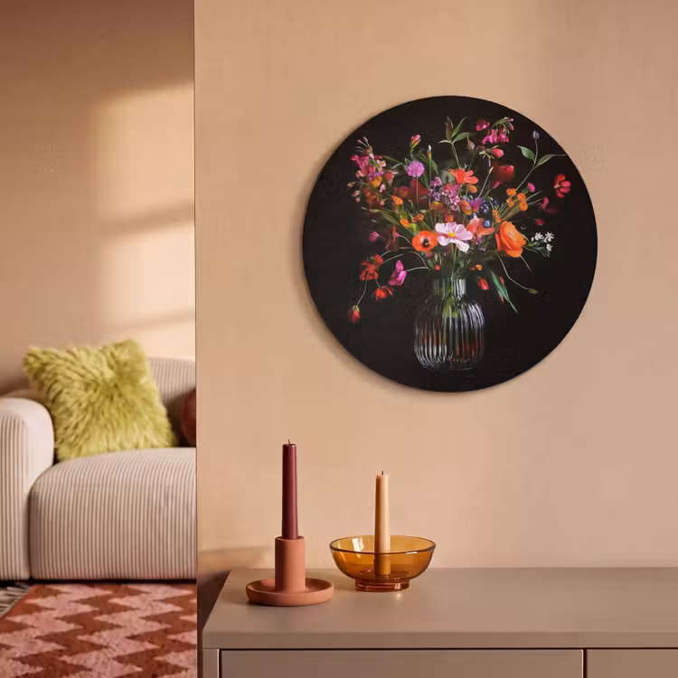 Akoestisch schilderij rond - Boeket - Veldbloemen - Vaas — 3