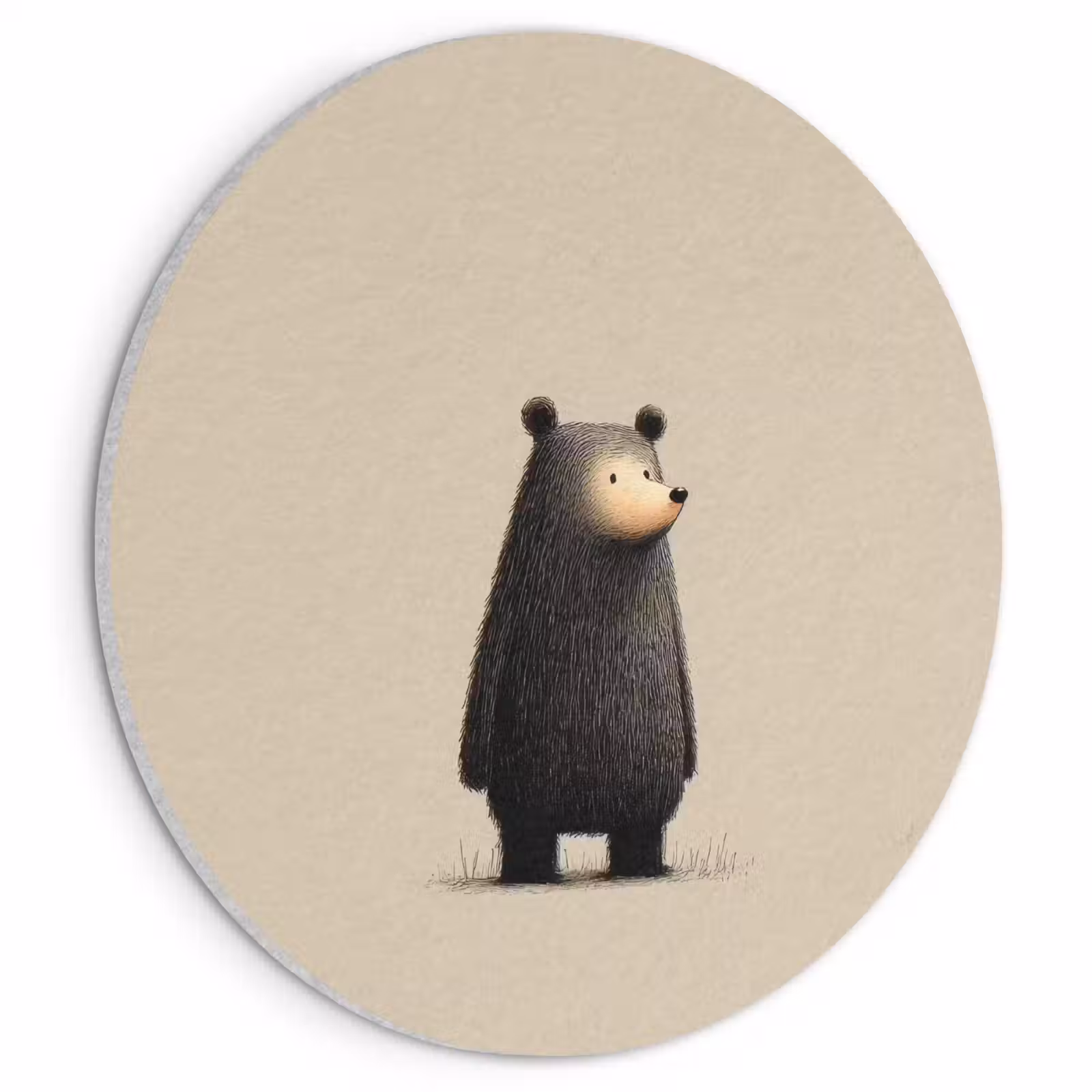 Akoestisch schilderij rond - Beer - Donkerbruin - Minimalistisch — 1