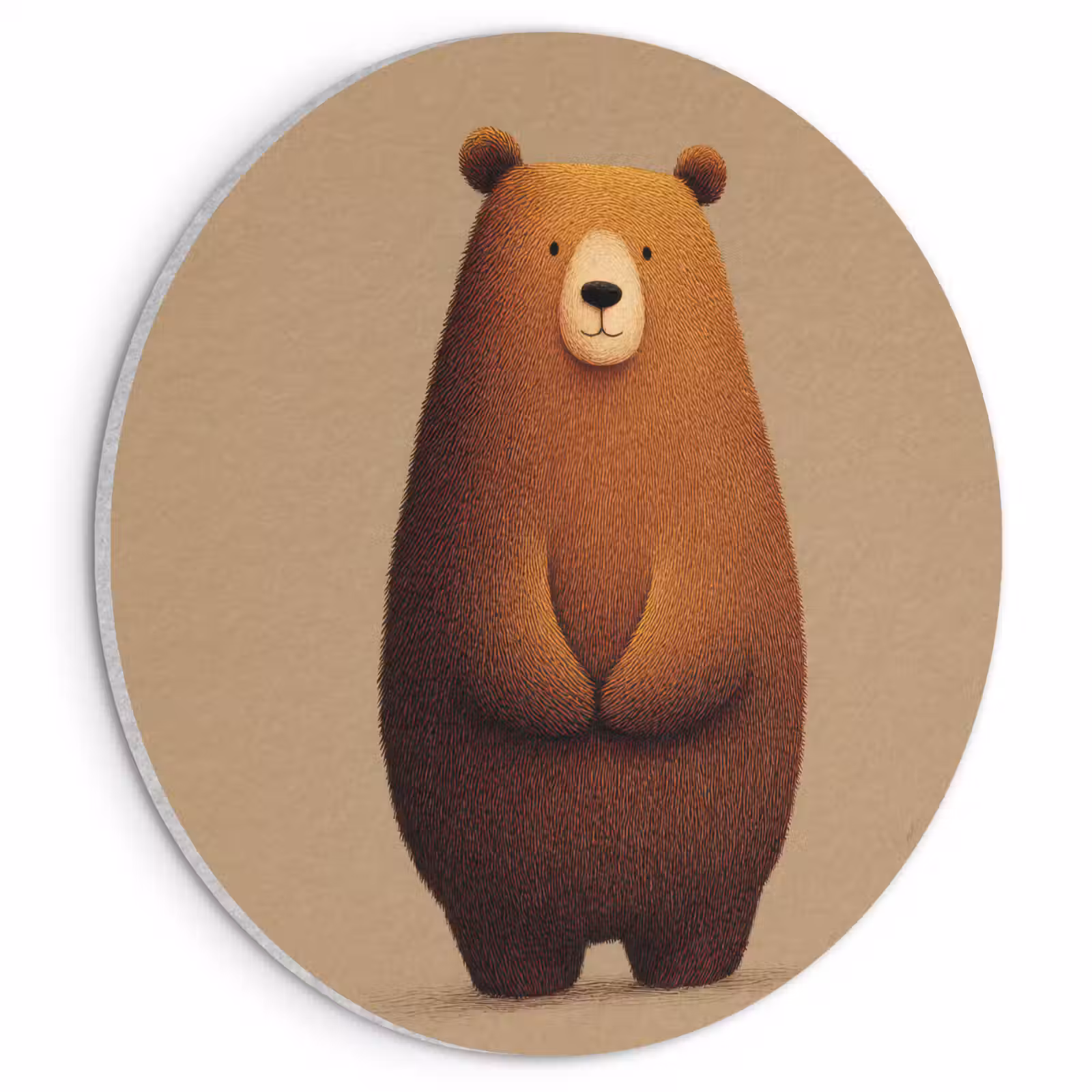 Akoestisch schilderij rond - Beer - Minimalistisch - Bruin — 1