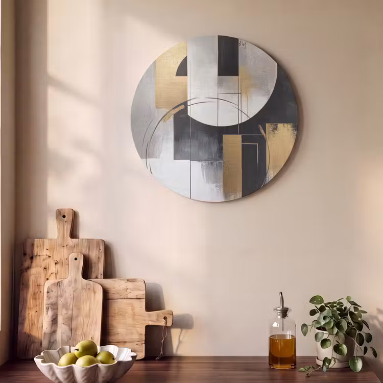Akoestisch schilderij rond - Abstract - Goud - Zilver - Vormen - Aesthetic — 4