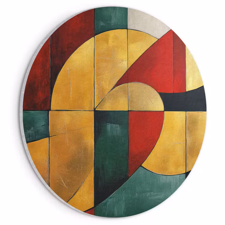 Akoestisch schilderij rond - Abstract - Kerst - Goud - Rood - Groen — 1