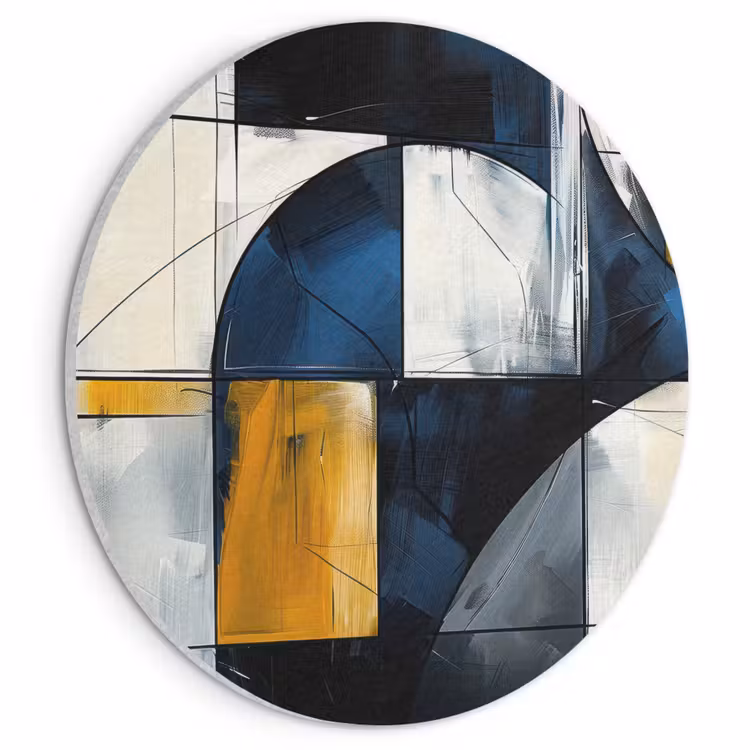 Akoestisch schilderij rond - Abstract - Vormen - Goud - Blauw - Geometrisch — 1