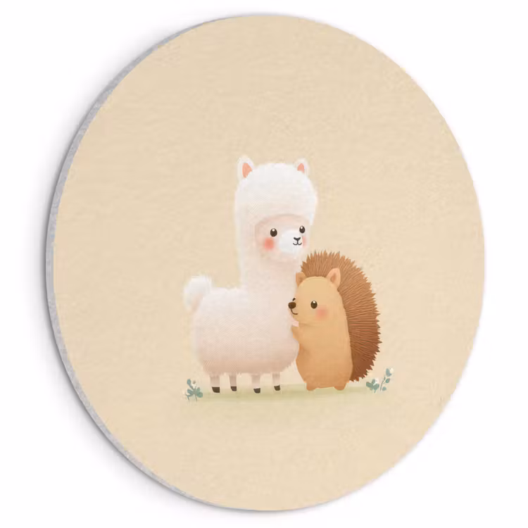 Akoestisch schilderij rond - Alpaca - Egel - Bruin - Knuffelen — 1