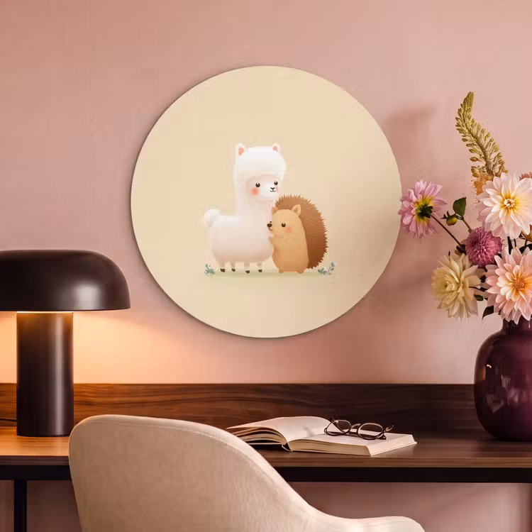 Akoestisch schilderij rond - Alpaca - Egel - Bruin - Knuffelen — 2