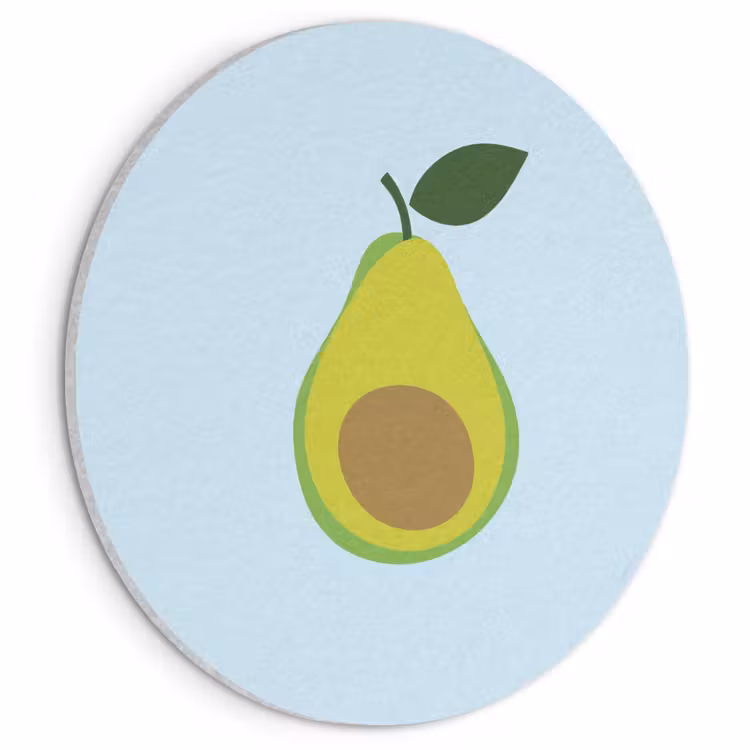 Akoestisch schilderij rond - Avocado - Illustratie - Groene - Vrucht — 1