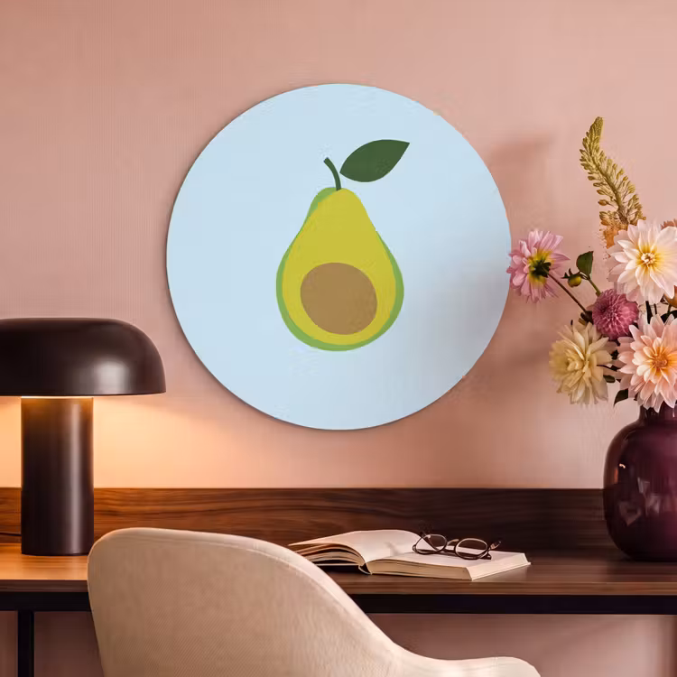 Akoestisch schilderij rond - Avocado - Illustratie - Groene - Vrucht — 2