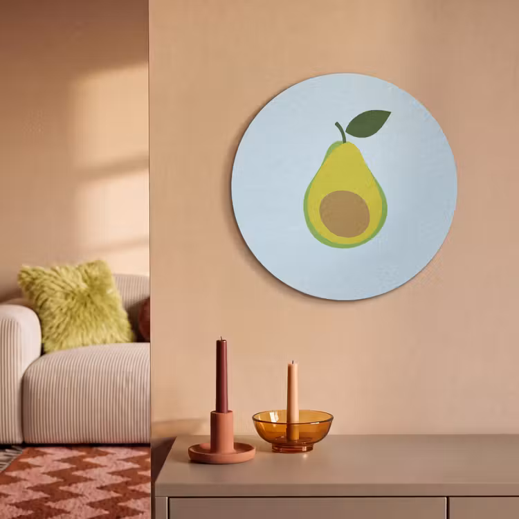 Akoestisch schilderij rond - Avocado - Illustratie - Groene - Vrucht — 3