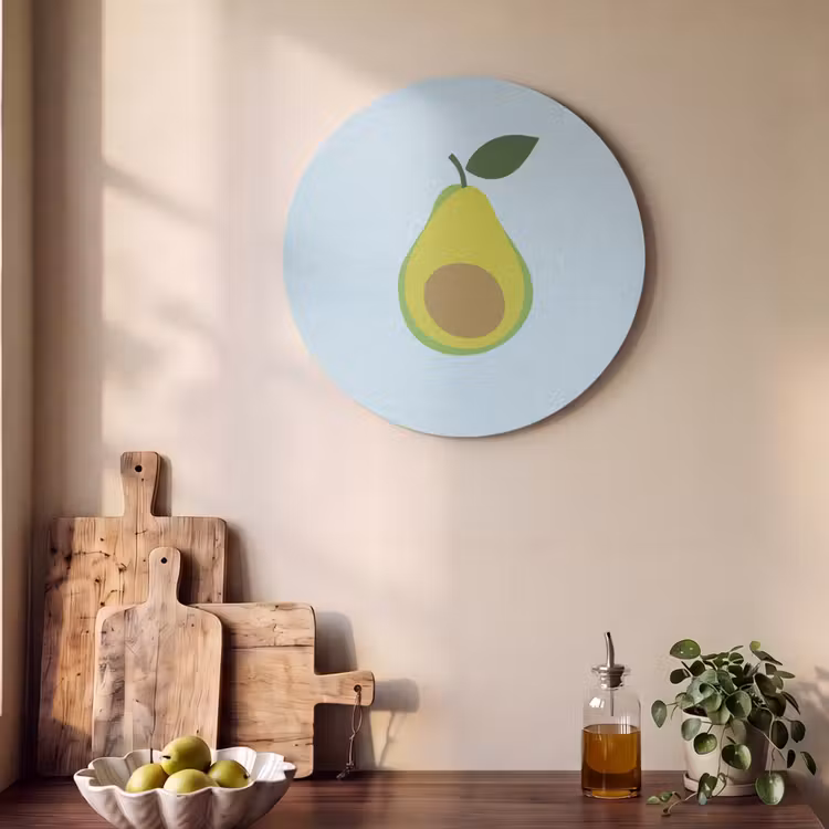 Akoestisch schilderij rond - Avocado - Illustratie - Groene - Vrucht — 4