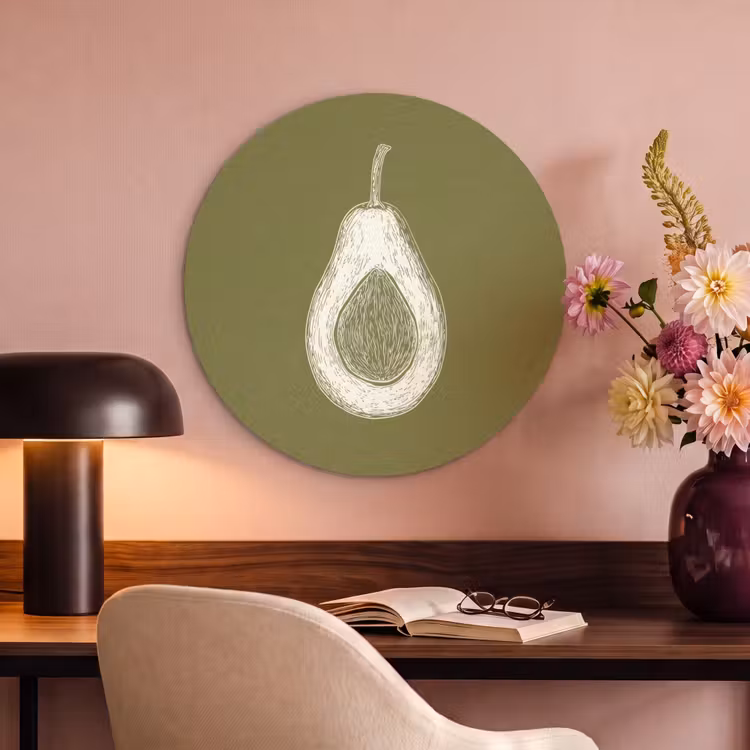 Akoestisch schilderij rond - Avocado - Minimalistisch - Illustratie - Groen — 2