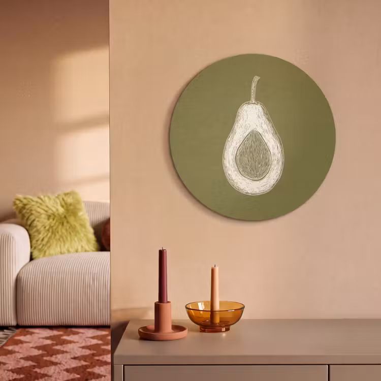 Akoestisch schilderij rond - Avocado - Minimalistisch - Illustratie - Groen — 3