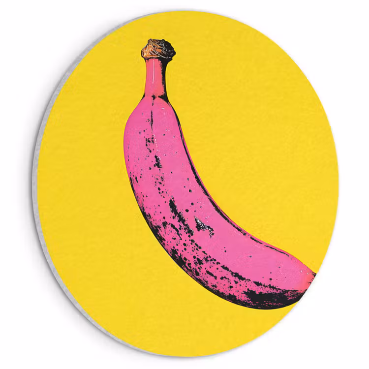 Akoestisch schilderij rond - Banaan - Grafisch - Geel — 1