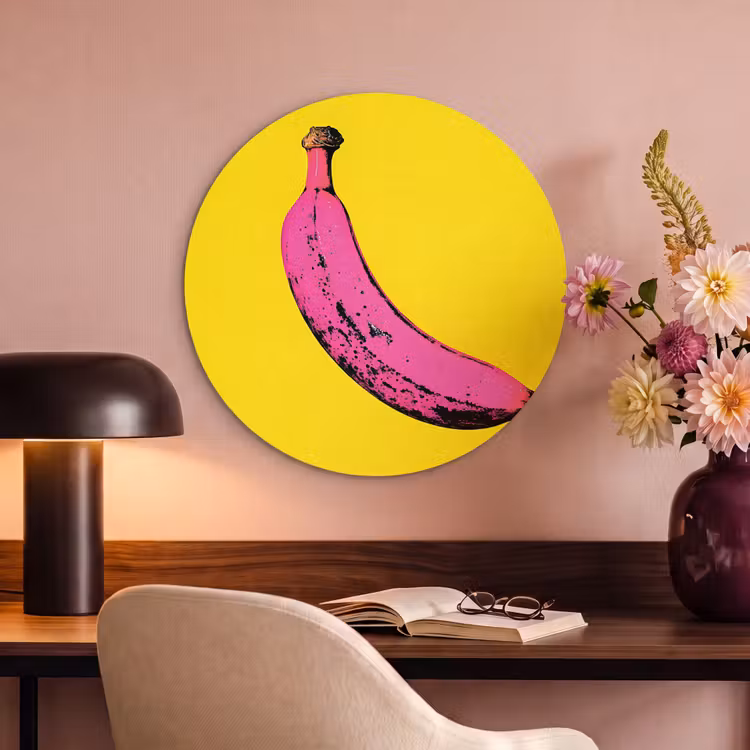 Akoestisch schilderij rond - Banaan - Grafisch - Geel — 2
